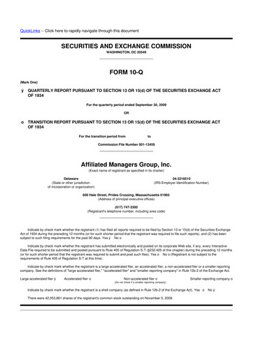 Thumbnail Affiliated Managers Group 10-Q Quarterly Report FY 