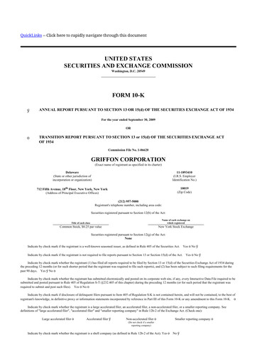 Thumbnail Griffon Corporation
 10-K Annual Report 