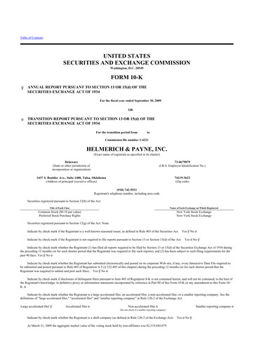 Thumbnail Helmerich & Payne

 10-K Annual Report 