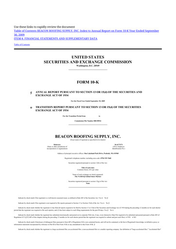 Thumbnail Beacon Roofing Supply 10-K Annual Report 