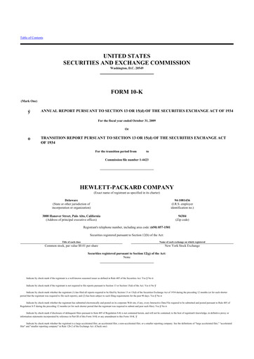 Thumbnail HP 10-K Annual Report 