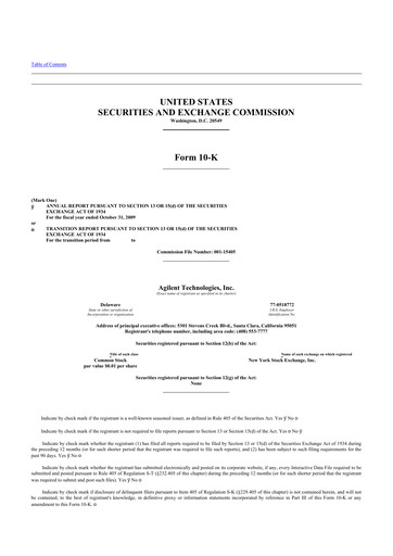 Thumbnail Agilent Technologies 10-K Annual Report 