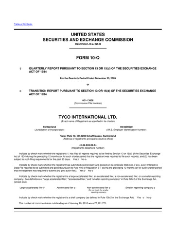 Thumbnail Johnson Controls
 10-Q Quarterly Report FY 