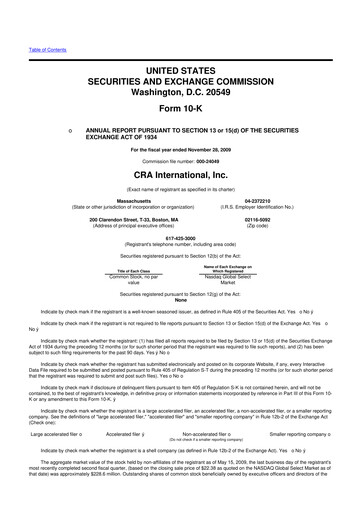 Thumbnail CRA International
 10-K Annual Report 
