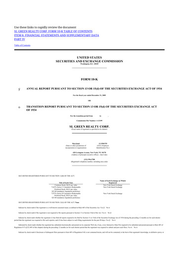 Thumbnail SL Green Realty
 10-K Annual Report 