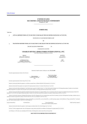 Thumbnail Charles River Laboratories
 10-K Annual Report 