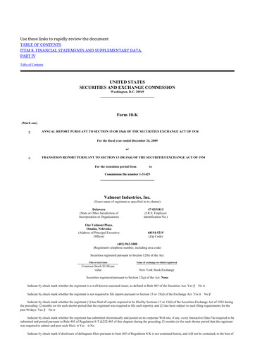 Thumbnail Valmont Industries
 10-K Annual Report 