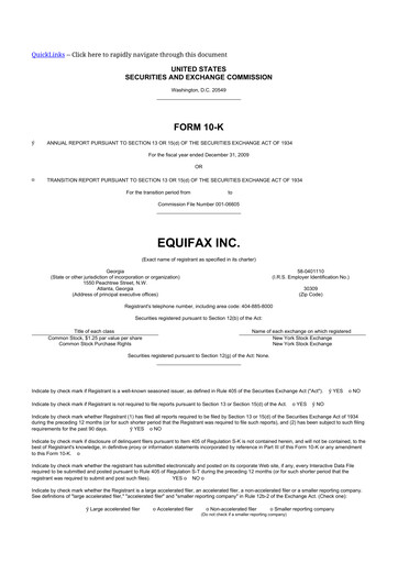 Thumbnail Equifax 10-K Annual Report 