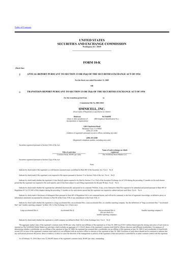 Thumbnail Omnicell
 10-K Annual Report 