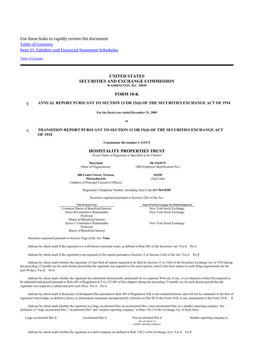 Thumbnail Service Properties Trust 10-K Annual Report 