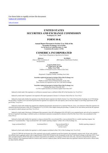 Thumbnail Comerica 10-K Annual Report 