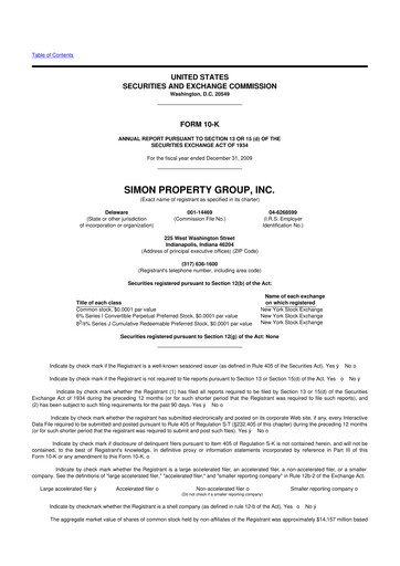 Vorschaubild Simon Property Group 10-K Jahresbericht 