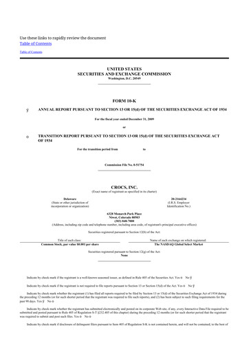 Thumbnail Crocs 10-K Annual Report 