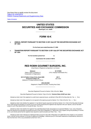 Thumbnail Red Robin
 10-K Annual Report 