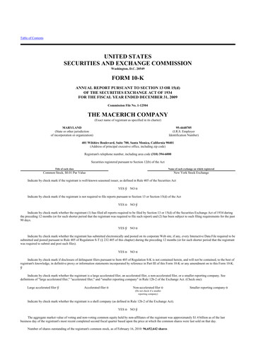 Thumbnail Macerich 10-K Annual Report 