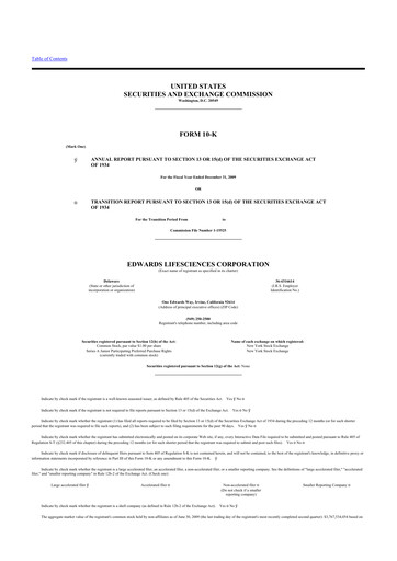 Thumbnail Edwards Lifesciences 10-K Annual Report 