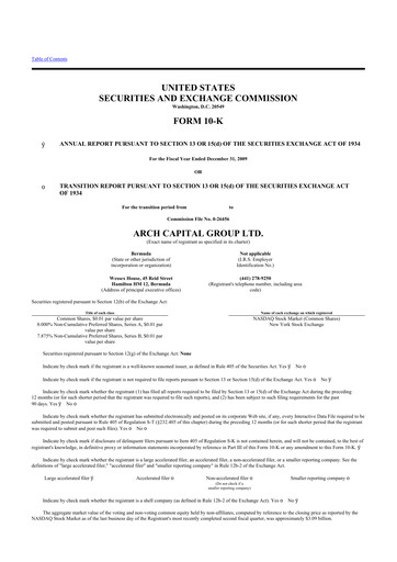 Thumbnail Arch Capital 10-K Annual Report 