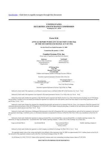 Thumbnail Comfort Systems USA 10-K Annual Report 