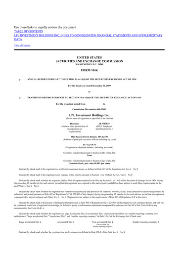 Thumbnail LPL Financial
 10-K Annual Report 