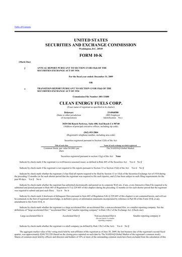 Thumbnail Clean Energy Fuels 10-K Annual Report 