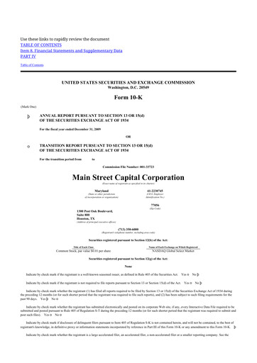 Thumbnail Main Street Capital
 10-K Annual Report 