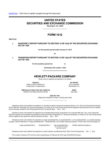 Thumbnail HP 10-Q Quarterly Report FY 