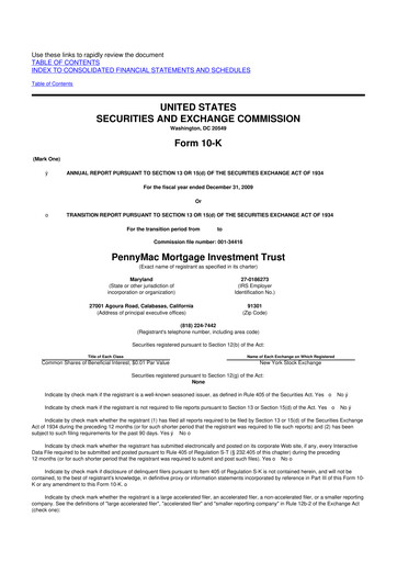 Thumbnail PennyMac Mortgage Investment Trust 10-K Annual Report 