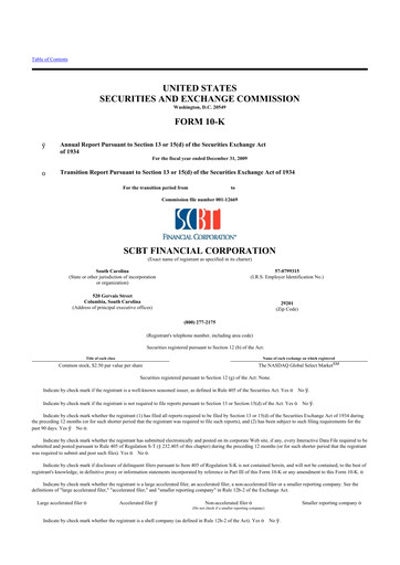 Thumbnail South State Corp 10-K Annual Report 