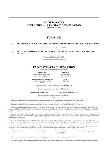 Thumbnail Exact Sciences 10-K Annual Report 