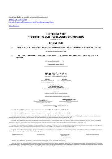 Thumbnail MYR Group 10-K Annual Report 