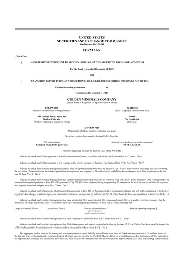 Thumbnail Golden Minerals
 10-K Annual Report 