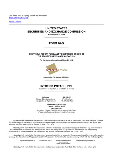 Thumbnail Intrepid Potash
 10-Q Quarterly Report FY 