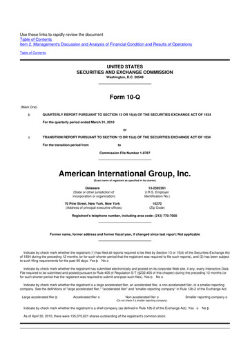 Thumbnail American International Group 10-Q Quarterly Report FY2010 