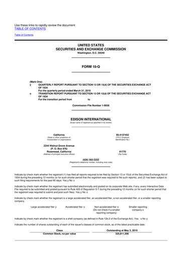 Thumbnail Edison International
 10-Q Quarterly Report FY2010 