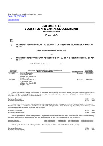 Thumbnail Huntsman Corporation
 10-Q Quarterly Report FY 