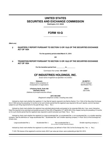 Thumbnail CF Industries
 10-Q Quarterly Report FY2010 