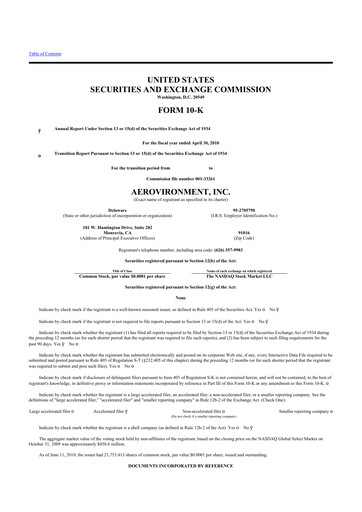 Thumbnail AeroVironment 10-K Annual Report 