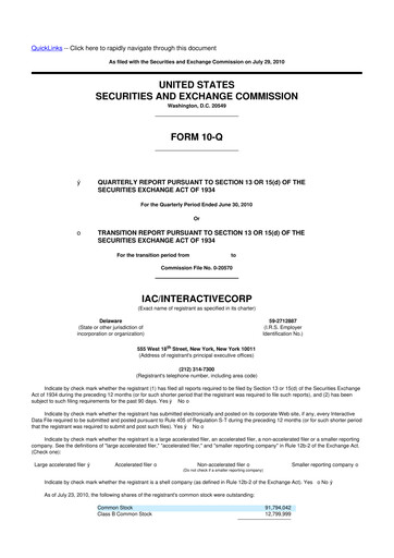 Thumbnail Match Group 10-Q Quarterly Report FY2010 