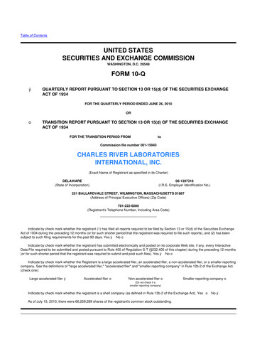 Vorschaubild Charles River Laboratories
 10-Q Quartalsbericht 2010 