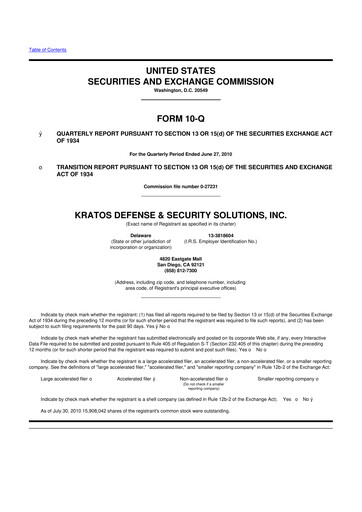 Thumbnail Kratos Defense & Security Solutions 10-Q Quarterly Report FY 