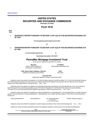 Thumbnail PennyMac Mortgage Investment Trust 10-Q Quarterly Report FY 