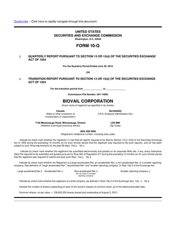 Miniature Bausch Health
 10-Q Rapport trimestriel 2010 