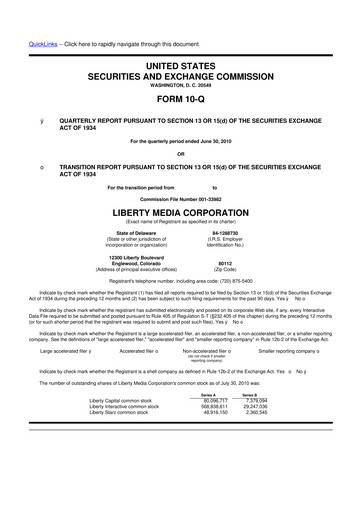 Thumbnail QVC Group 10-Q Quarterly Report FY2010 