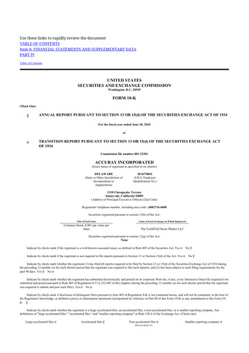 Thumbnail Accuray 10-K Annual Report 