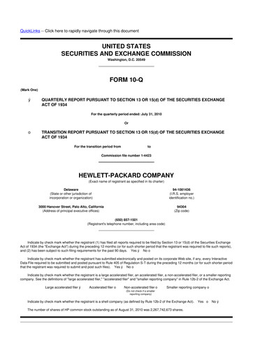 Thumbnail HP 10-Q Quarterly Report FY2010 