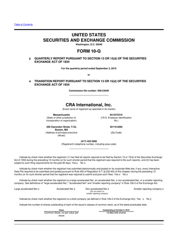 Thumbnail CRA International
 10-Q Quarterly Report FY 
