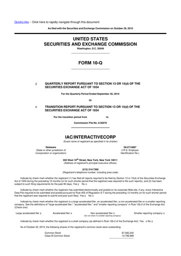 Thumbnail Match Group 10-Q Quarterly Report FY2010 