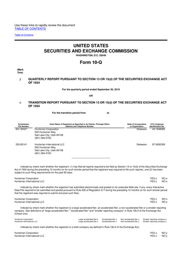 Thumbnail Huntsman Corporation
 10-Q Quarterly Report FY2010 