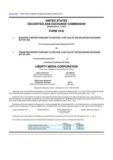 Thumbnail QVC Group 10-Q Quarterly Report FY2010 