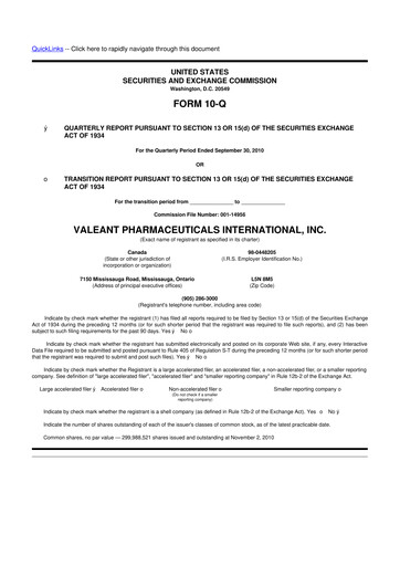 Miniature Bausch Health
 10-Q Rapport trimestriel 2010 